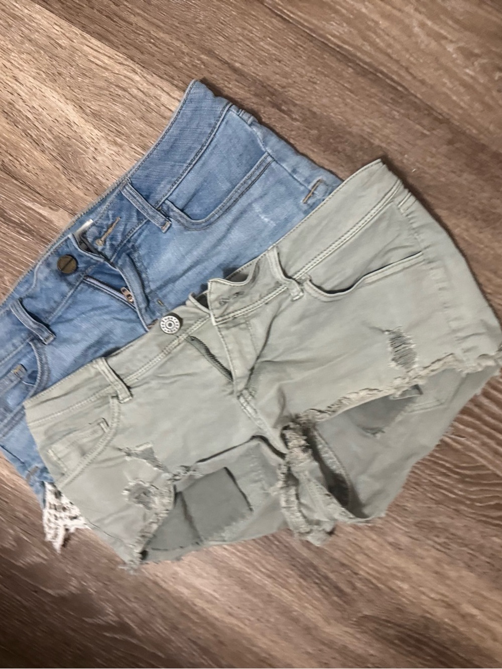 Refuge Olive Green Distressed Denim Shorts bundle